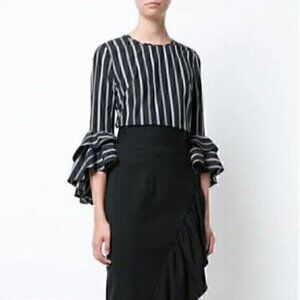 Milly black striped bell sleeve Gaby blouse